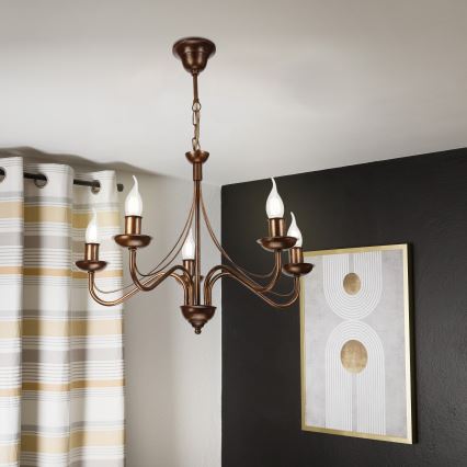 ANTON Chain-Hung Chandelier, 5 x E14/15W/230V, Bronze