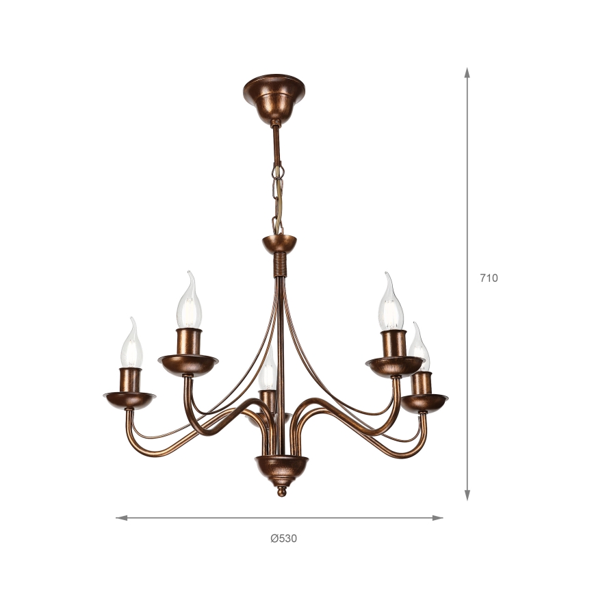 ANTON Chain-Hung Chandelier, 5 x E14/15W/230V, Bronze