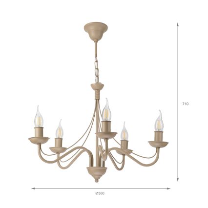 ANTON Chain-Hung Chandelier 5xE14/60W/230V, Beige