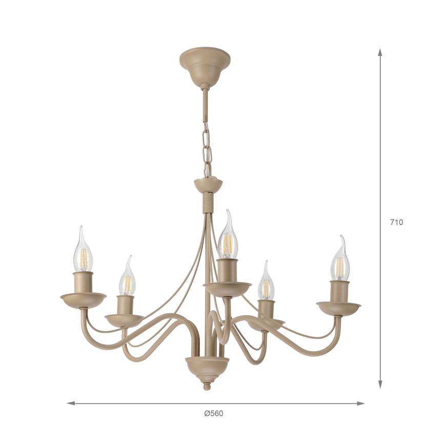 ANTON Chain-Hung Chandelier 5xE14/60W/230V, Beige