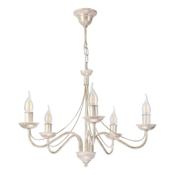 ANTON Chain-Hung Chandelier, 5xE14/60W/230V, White Patina
