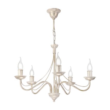 ANTON Chain-Hung Chandelier, 5xE14/60W/230V, White Patina