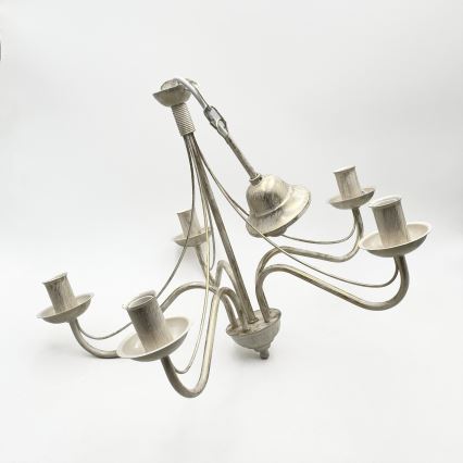 ANTON Chain-Hung Chandelier, 5xE14/60W/230V, White Patina