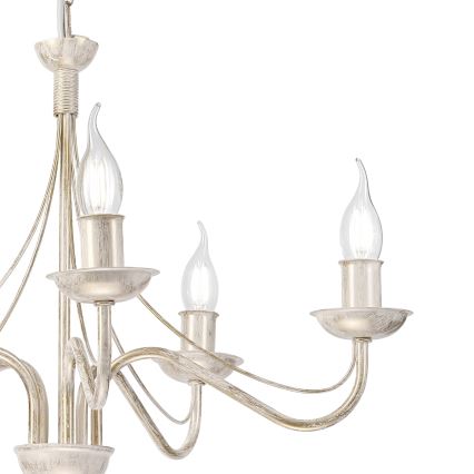 ANTON Chain-Hung Chandelier, 5xE14/60W/230V, White Patina