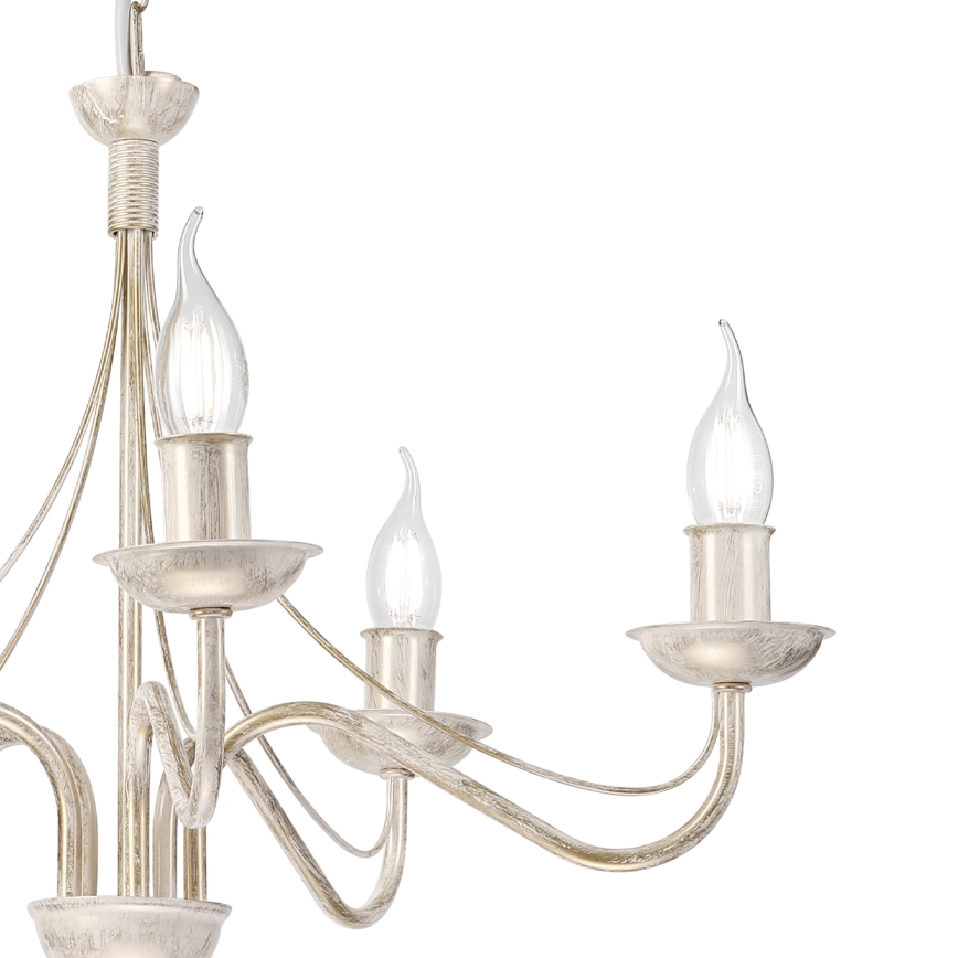 ANTON Chain-Hung Chandelier, 5xE14/60W/230V, White Patina
