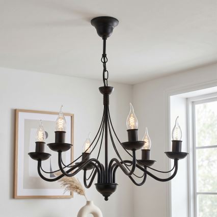 ANTON chain-hung chandelier 6xE14/60W/230V black