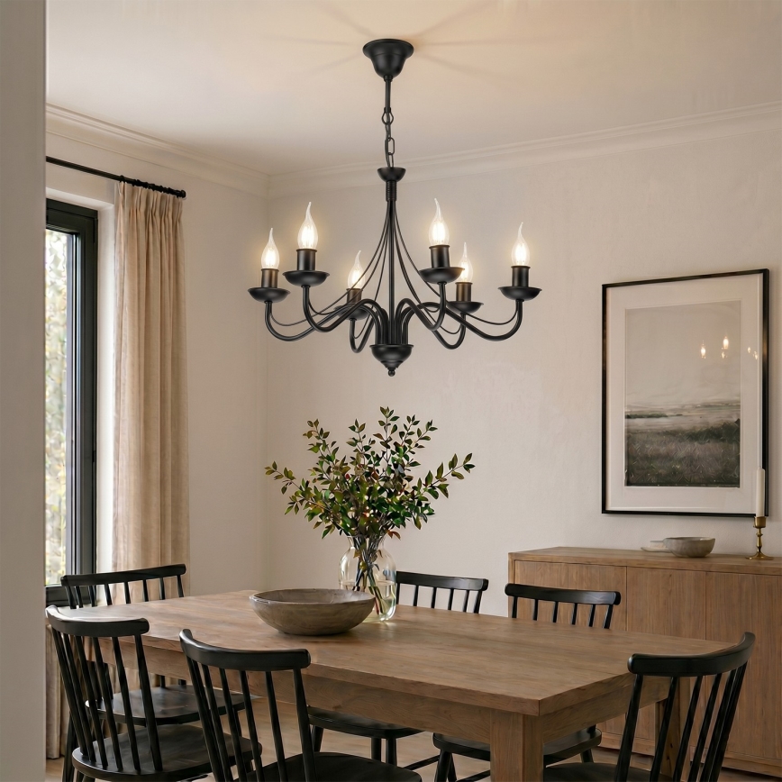 ANTON chain-hung chandelier 6xE14/60W/230V black
