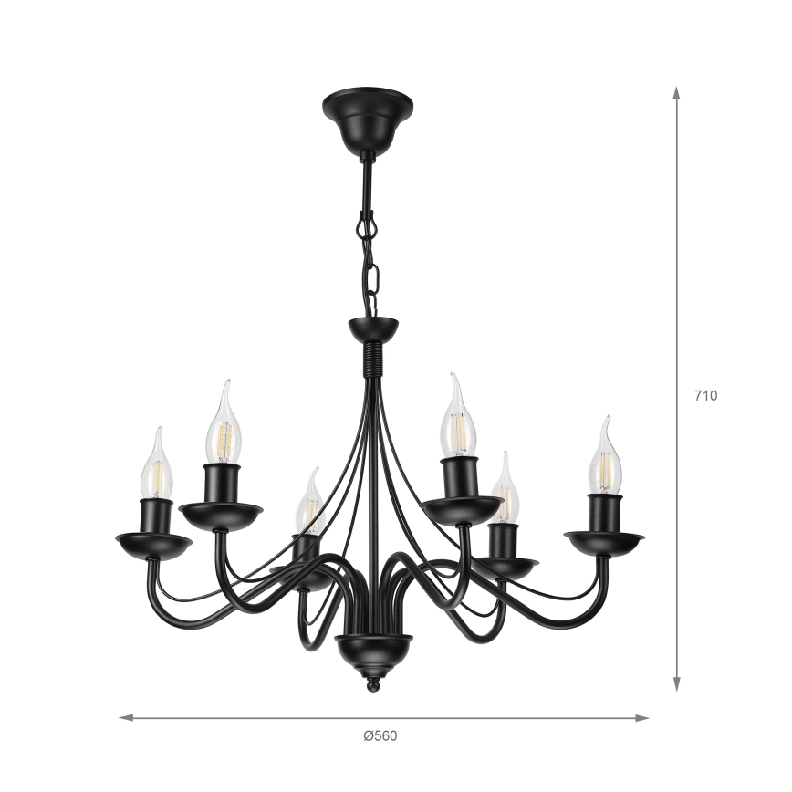 ANTON chain-hung chandelier 6xE14/60W/230V black