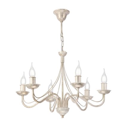 ANTON chain-hung chandelier 6xE14/60W/230V, white patina finish