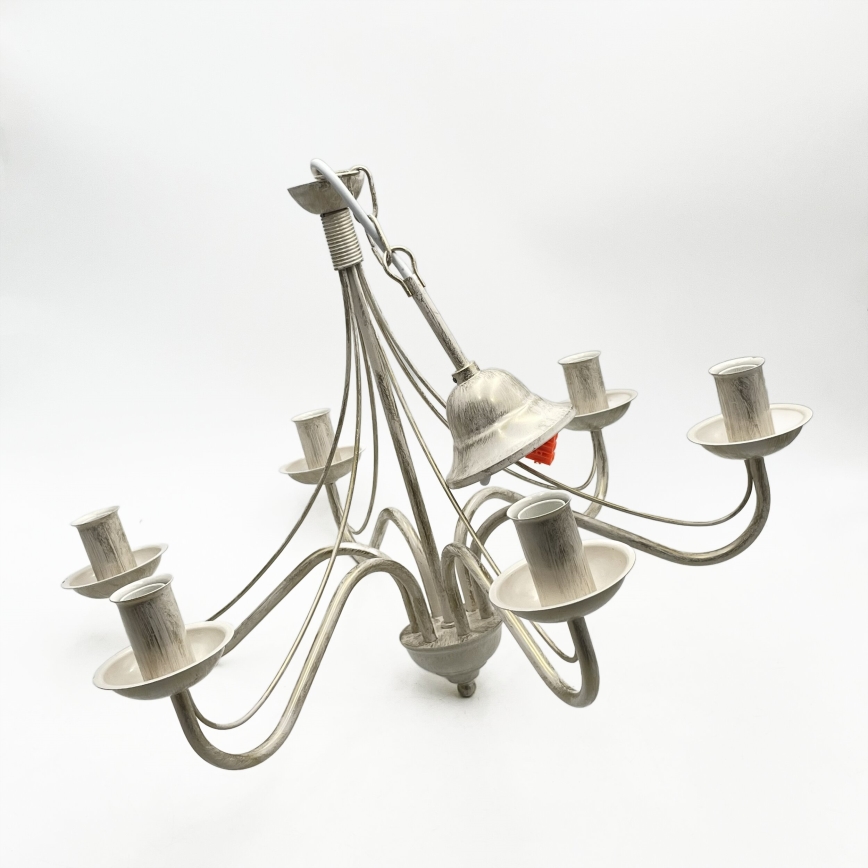 ANTON Chain-Hung Chandelier 6xE14/60W/230V White Patina