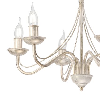 ANTON Chain-Hung Chandelier 6xE14/60W/230V White Patina