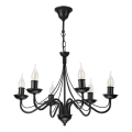 ANTON chain-hung chandelier, 6× E14 sockets, 60 W max, 230 V, black