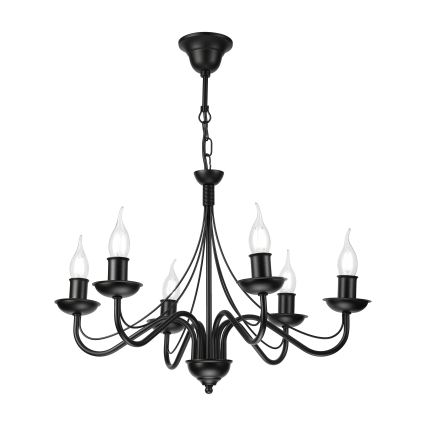 ANTON chain-hung chandelier, 6× E14 sockets, 60 W max, 230 V, black