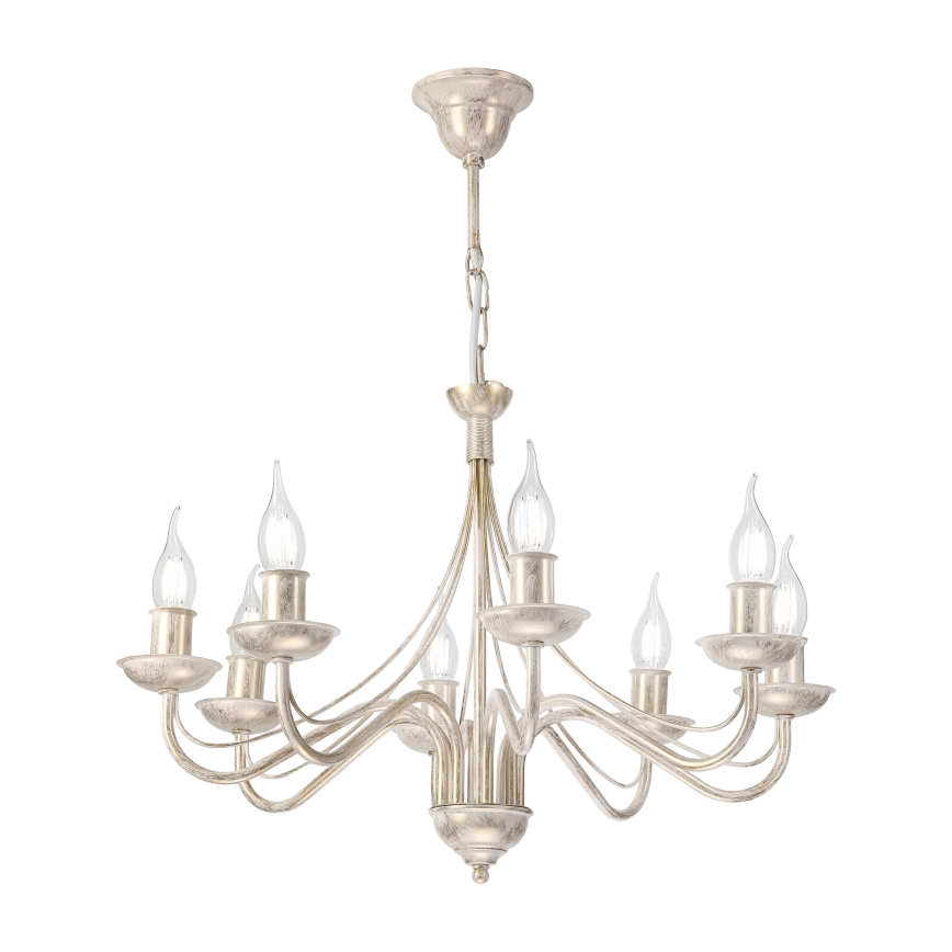 ANTON Chain-Hung Chandelier 8x E14/60W/230V, White Patina