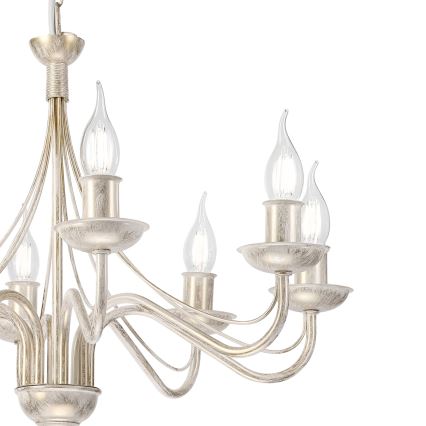 ANTON Chain-Hung Chandelier 8x E14/60W/230V, White Patina