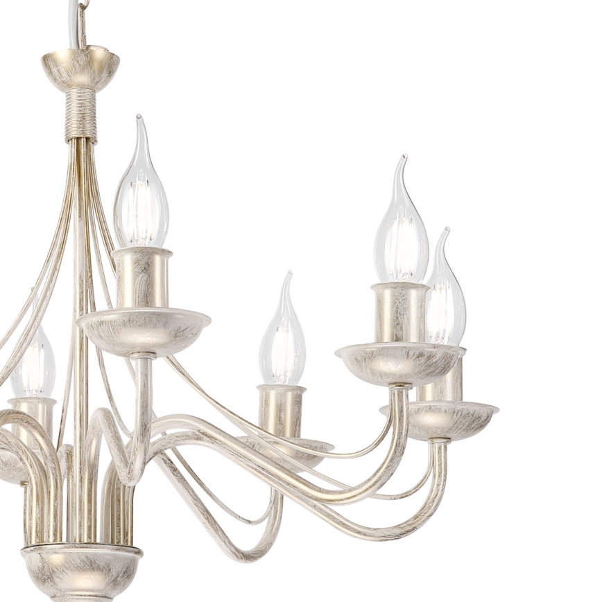 ANTON Chain-Hung Chandelier 8x E14/60W/230V, White Patina