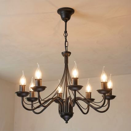 ANTON Chain-Hung Chandelier 8xE14/60W/230V, Black
