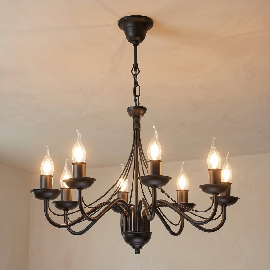 ANTON Chain-Hung Chandelier 8xE14/60W/230V, Black