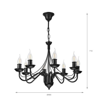 ANTON Chain-Hung Chandelier 8xE14/60W/230V, Black