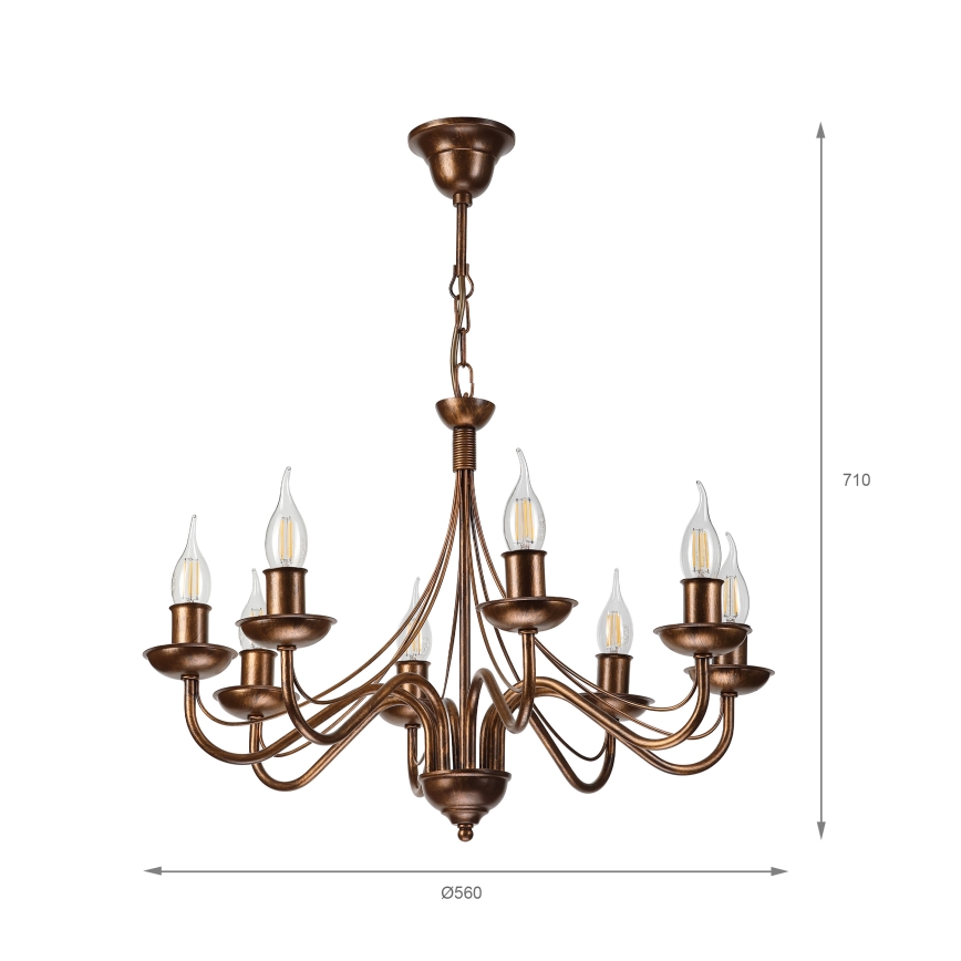 ANTON chain-hung chandelier 8xE14/60W/230V, bronze