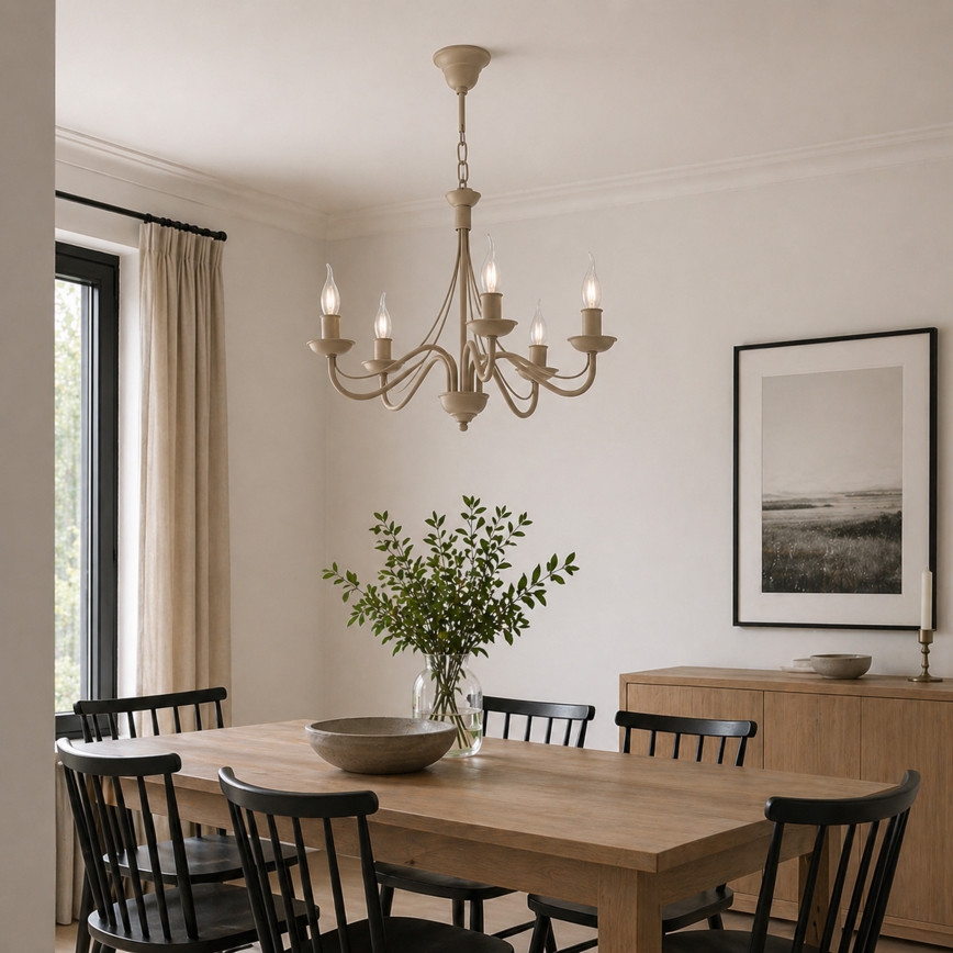 ANTON chain-mounted chandelier 5xE14/60W/230V, beige