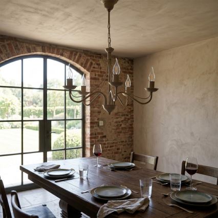 ANTON chain-mounted chandelier 5xE14/60W/230V, beige