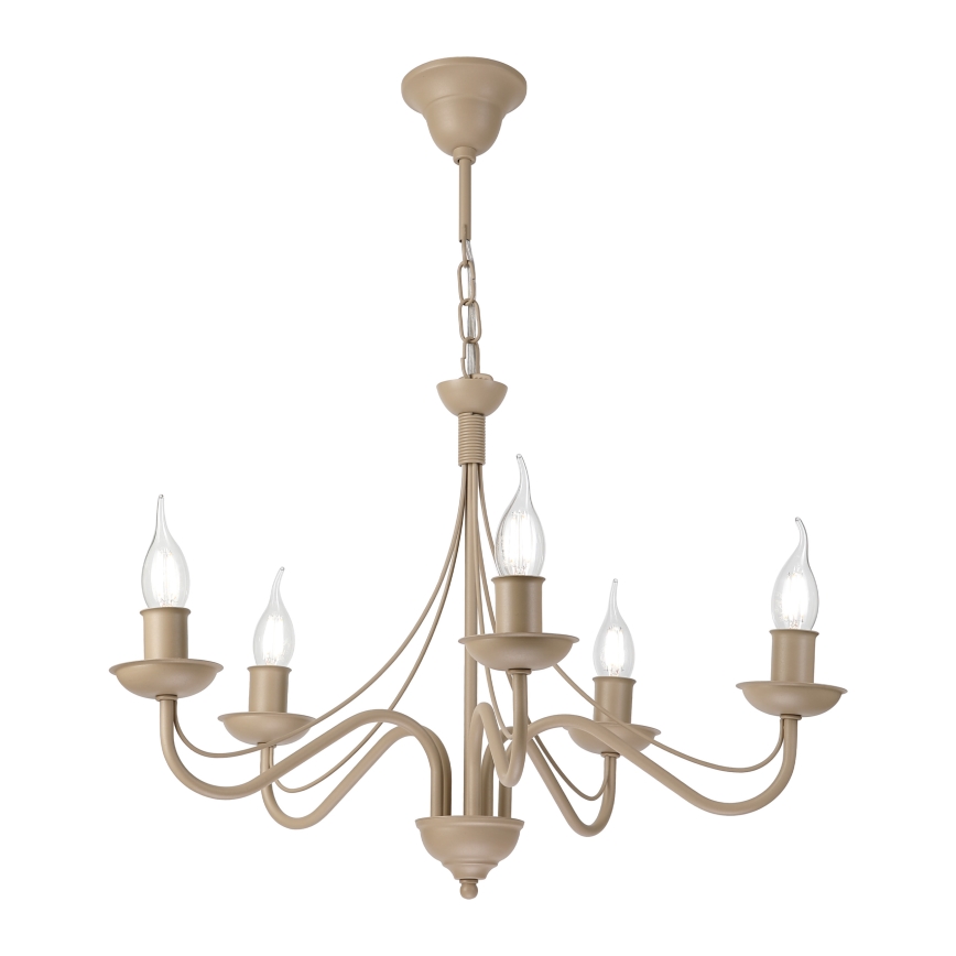 ANTON chain-mounted chandelier 5xE14/60W/230V, beige