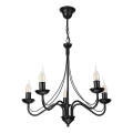 ANTON Chain-Mounted Chandelier, 5× E14 Sockets (15W each), 230V, Black