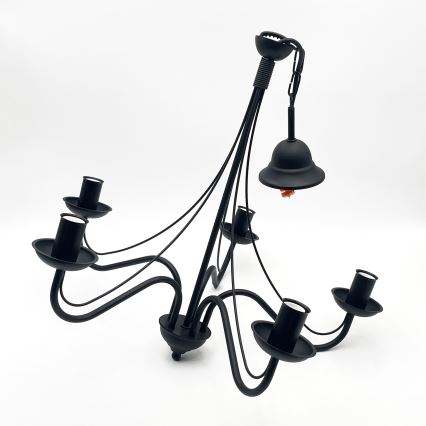 ANTON Chain-Mounted Chandelier, 5× E14 Sockets (15W each), 230V, Black