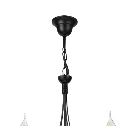 ANTON Chain-Mounted Chandelier, 5× E14 Sockets (15W each), 230V, Black