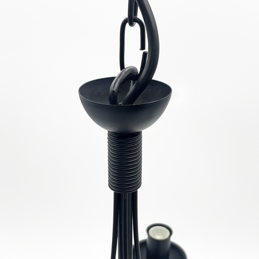 ANTON Chain-Mounted Chandelier, 5× E14 Sockets (15W each), 230V, Black