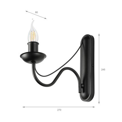ANTON wall lamp 1xE14/60W/230V black