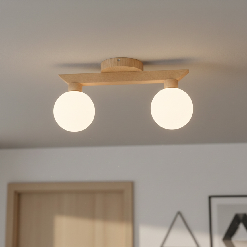 ANTONIO Flush-mount Chandelier 2xG9/5W/230V Oak/White