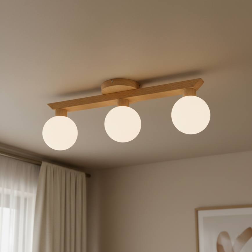 ANTONIO flush-mount chandelier 3xG9/5W/230V oak/white