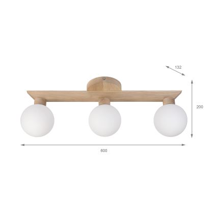 ANTONIO flush-mount chandelier 3xG9/5W/230V oak/white