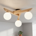 ANTONIO flush‑mount ceiling light, 3× G9 (5 W), 230 V — oak/white