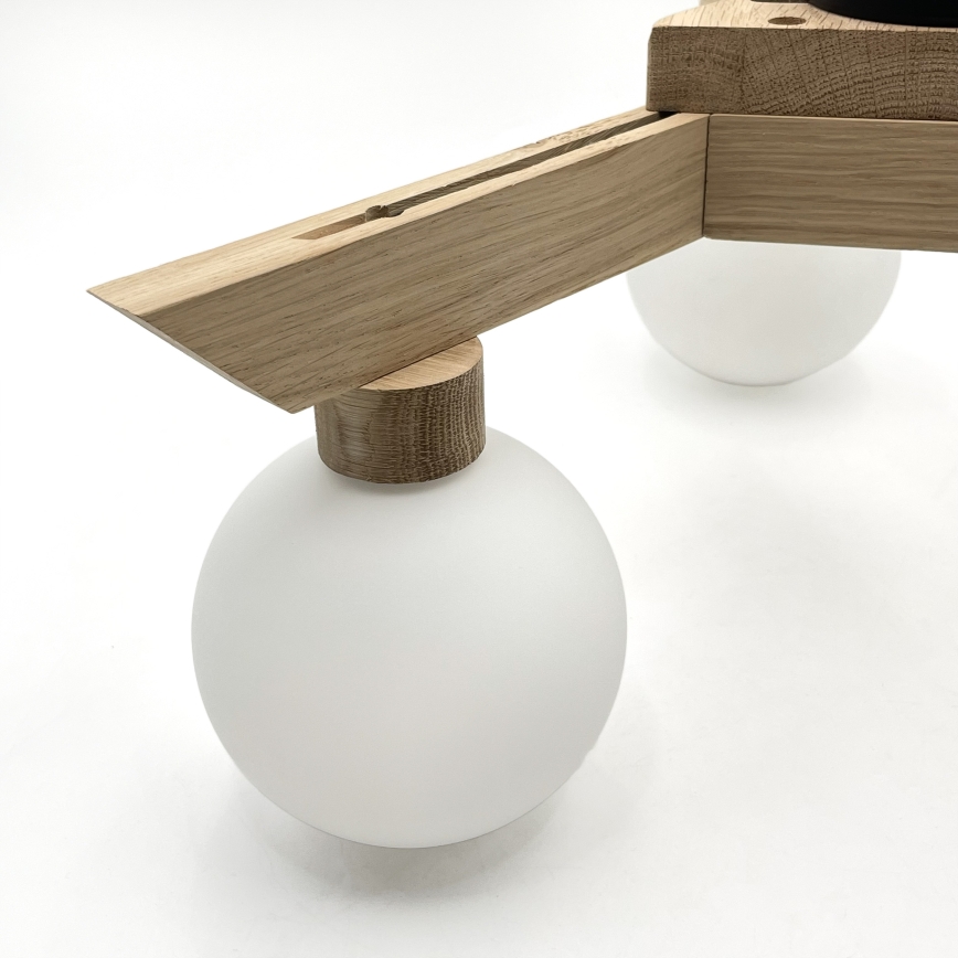 ANTONIO flush‑mount ceiling light, 3× G9 (5 W), 230 V — oak/white