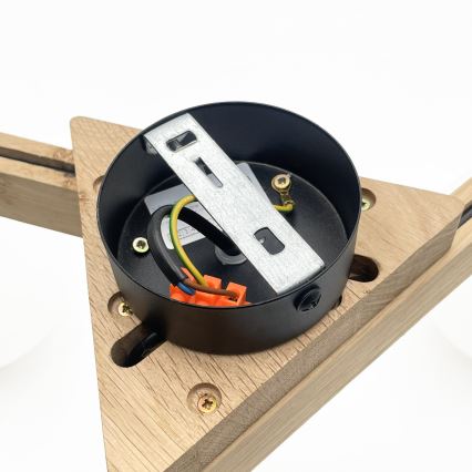 ANTONIO flush‑mount ceiling light, 3× G9 (5 W), 230 V — oak/white