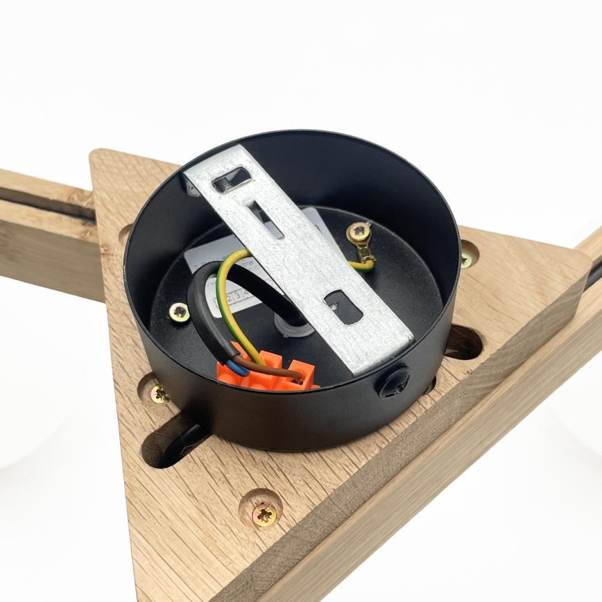 ANTONIO flush‑mount ceiling light, 3× G9 (5 W), 230 V — oak/white