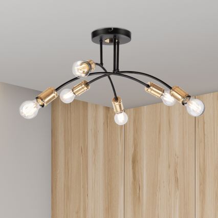 ANYA 6-Light Flush-Mount Chandelier 6xE27/15W/230V, Black/Gold