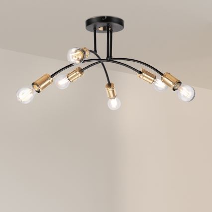 ANYA 6-Light Flush-Mount Chandelier 6xE27/15W/230V, Black/Gold