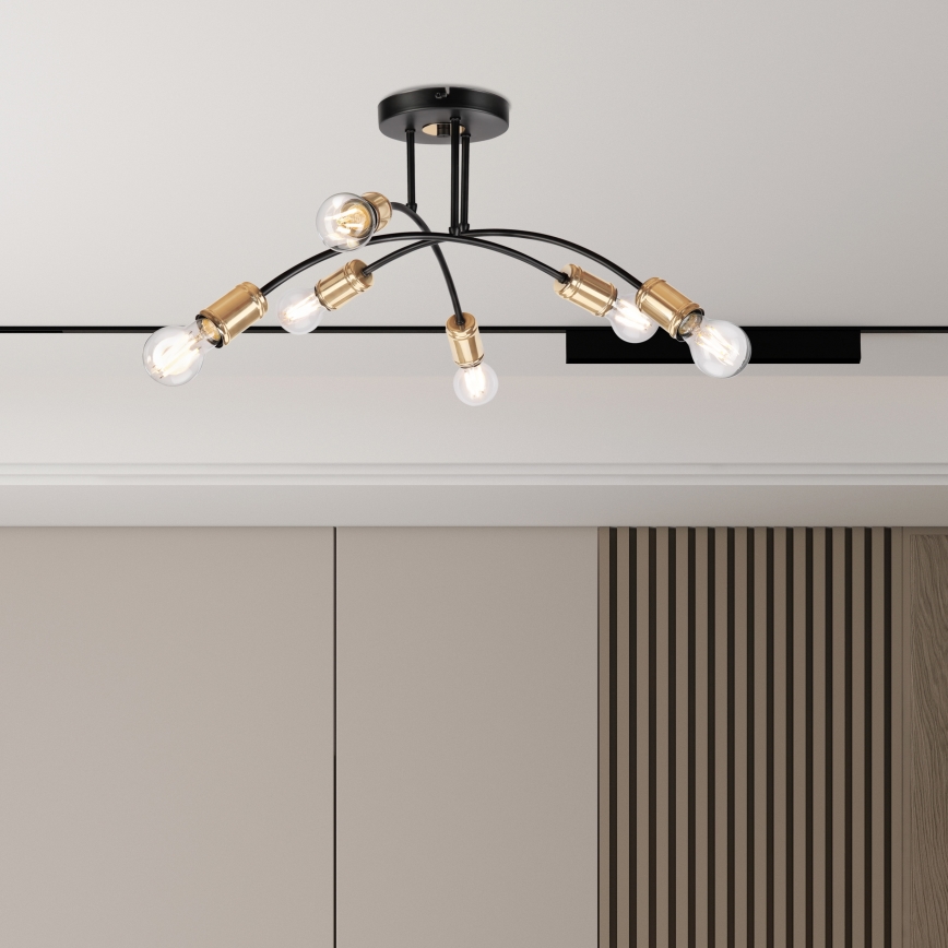 ANYA 6-Light Flush-Mount Chandelier 6xE27/15W/230V, Black/Gold