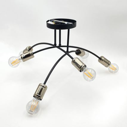 ANYA 6-Light Flush-Mount Chandelier 6xE27/15W/230V, Black/Gold