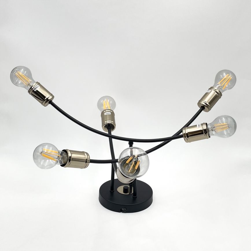 ANYA 6-Light Flush-Mount Chandelier 6xE27/15W/230V, Black/Gold