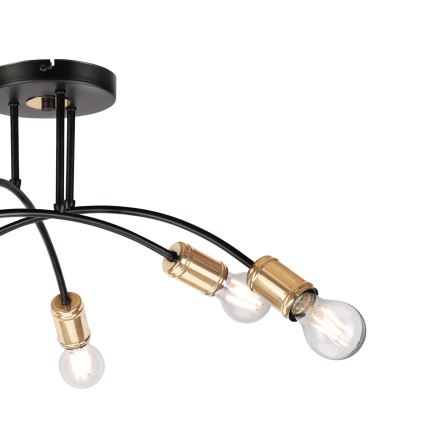 ANYA 6-Light Flush-Mount Chandelier 6xE27/15W/230V, Black/Gold
