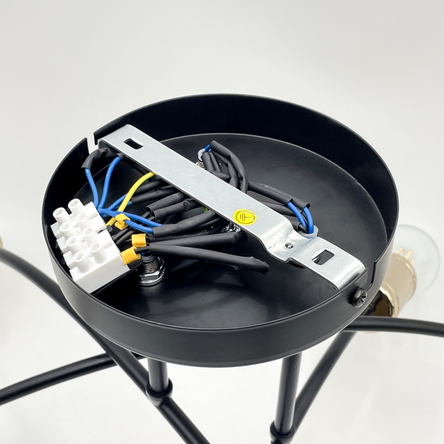 ANYA 6-Light Flush-Mount Chandelier 6xE27/15W/230V, Black/Gold