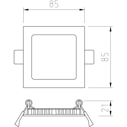 APLED - LED Bathroom recessed light SQUARE LED/3W/230V IP41 85x85 mm