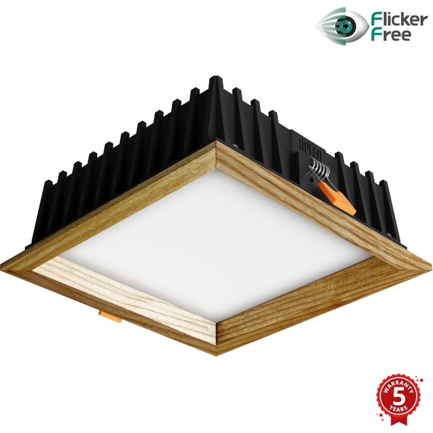 APLED - LED Recessed light SQUARE WOODLINE LED/12W/230V 3000K 17x17 cm ash solid wood