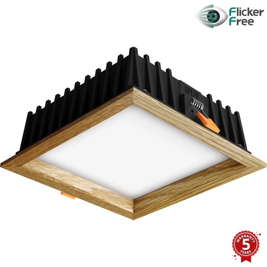 APLED - LED Recessed light SQUARE WOODLINE LED/12W/230V 3000K 17x17 cm oak solid wood