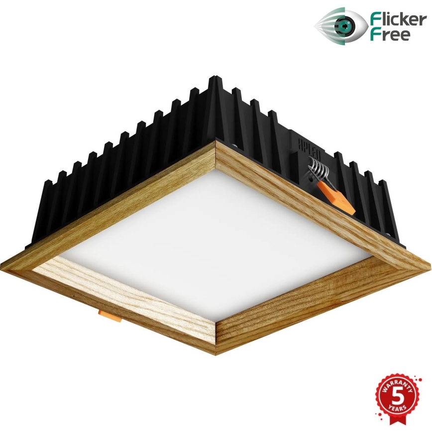 APLED - LED Recessed light SQUARE WOODLINE LED/12W/230V 4000K 17x17 cm ash solid wood